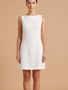 NWT | LILLUSORY White Sleeveless A-Line Dress | Side Pockets | Boat Neck | XL